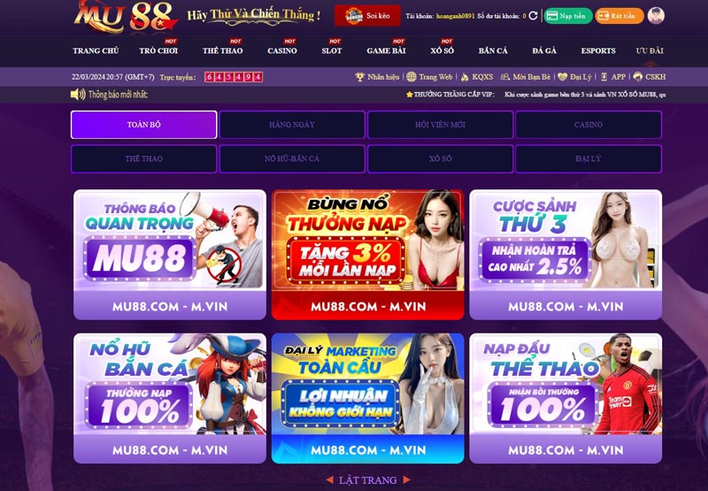 Chương trình khuyến mãi Mu88