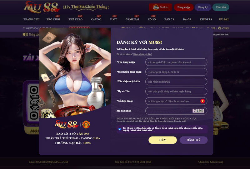 Đăng ký Mu88 bằng điện thoại
