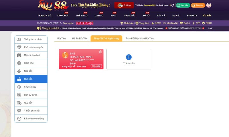 Rút tiền Mu88 quan trọng ra sao